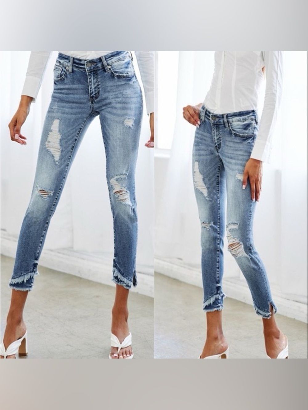 Kancan mid rise frayed ankle skinny jeans - SIZE 9/28